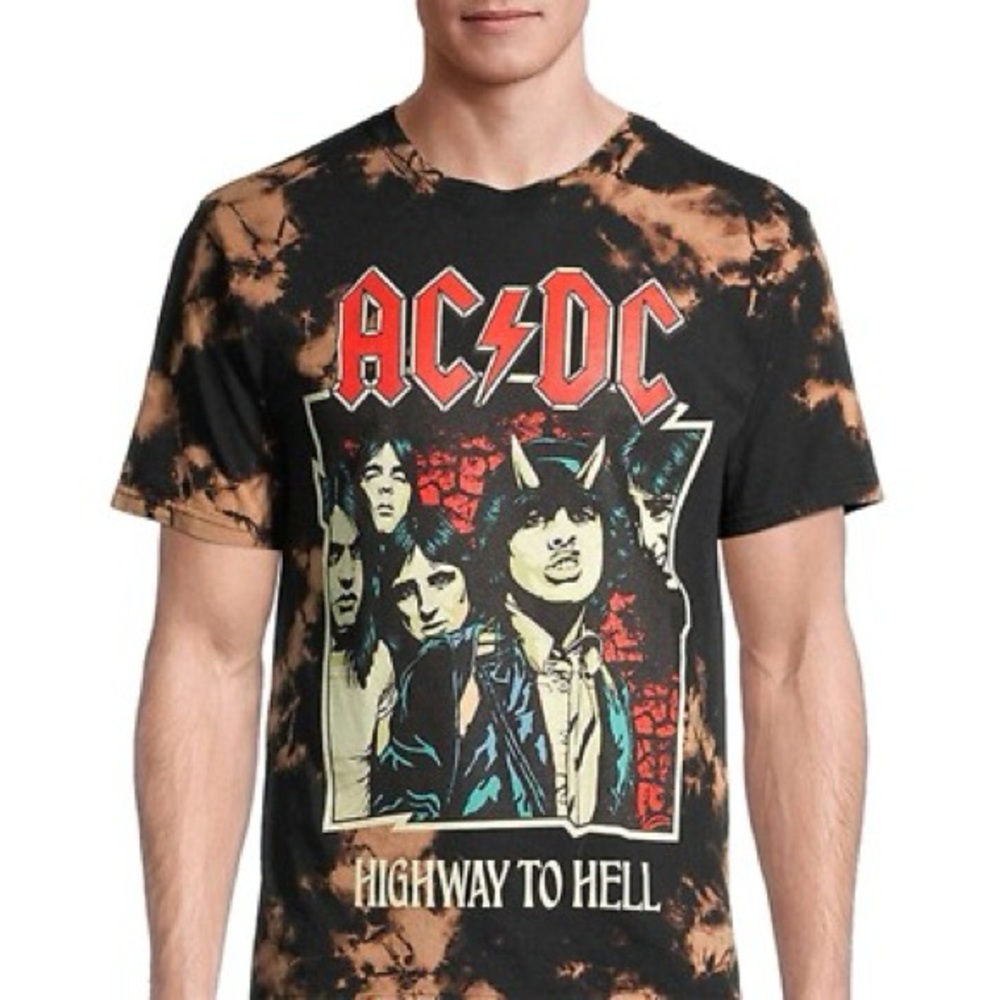 AC/DC Black and Brown Tie-Dye Tee